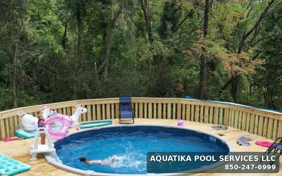 A clean backyard swimming pool in Panama City, Florida